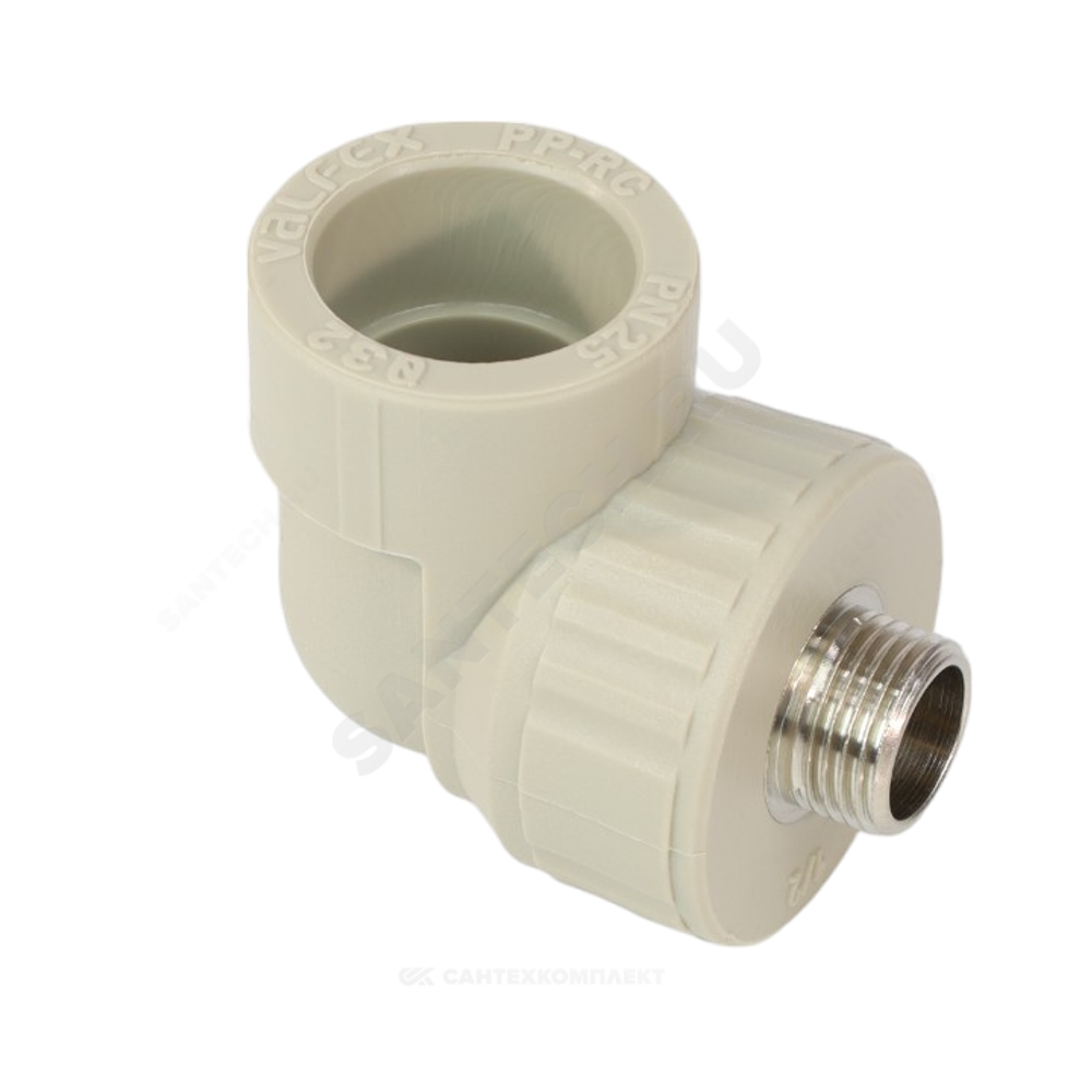 Угольник PP-R комбинированный серый Дн 25х3/4" НР VALFEX 10126025Г