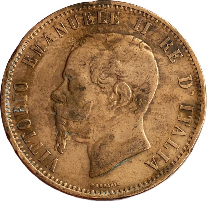 10 чентезимо 1866 Италия (Отметка монетного двора: "M" - Милан)