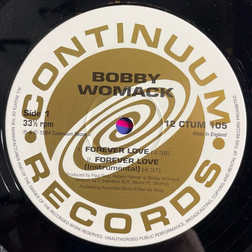 Винтажная виниловая пластинка LP Bobby Womack Forever Love (UK 1994) Maxi Single