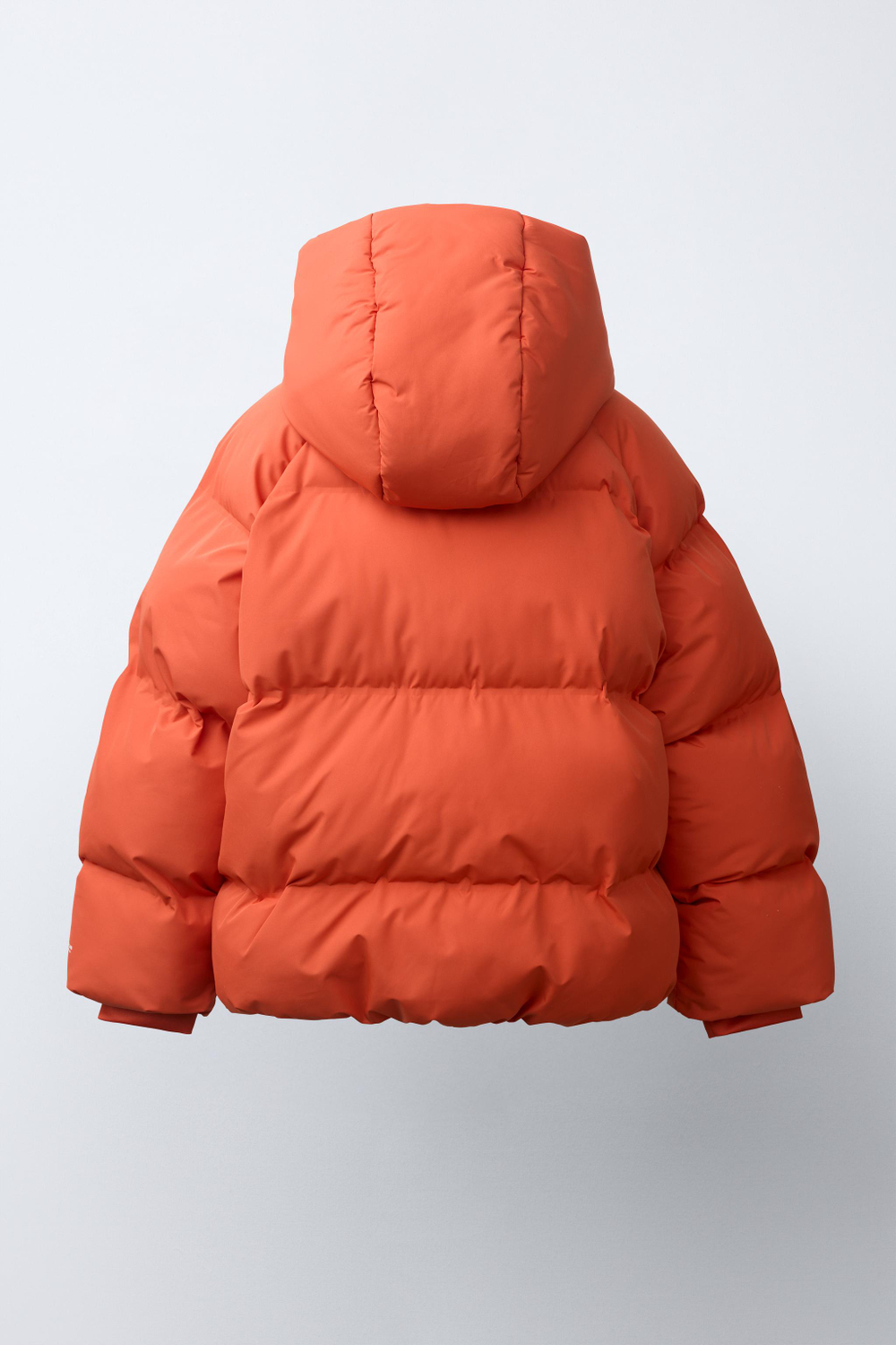 ZARA СТЕГАНАЯ КУРТКА С КАПЮШОНОМ WATER REPELLENT, ОРАНЖЕВЫЙ