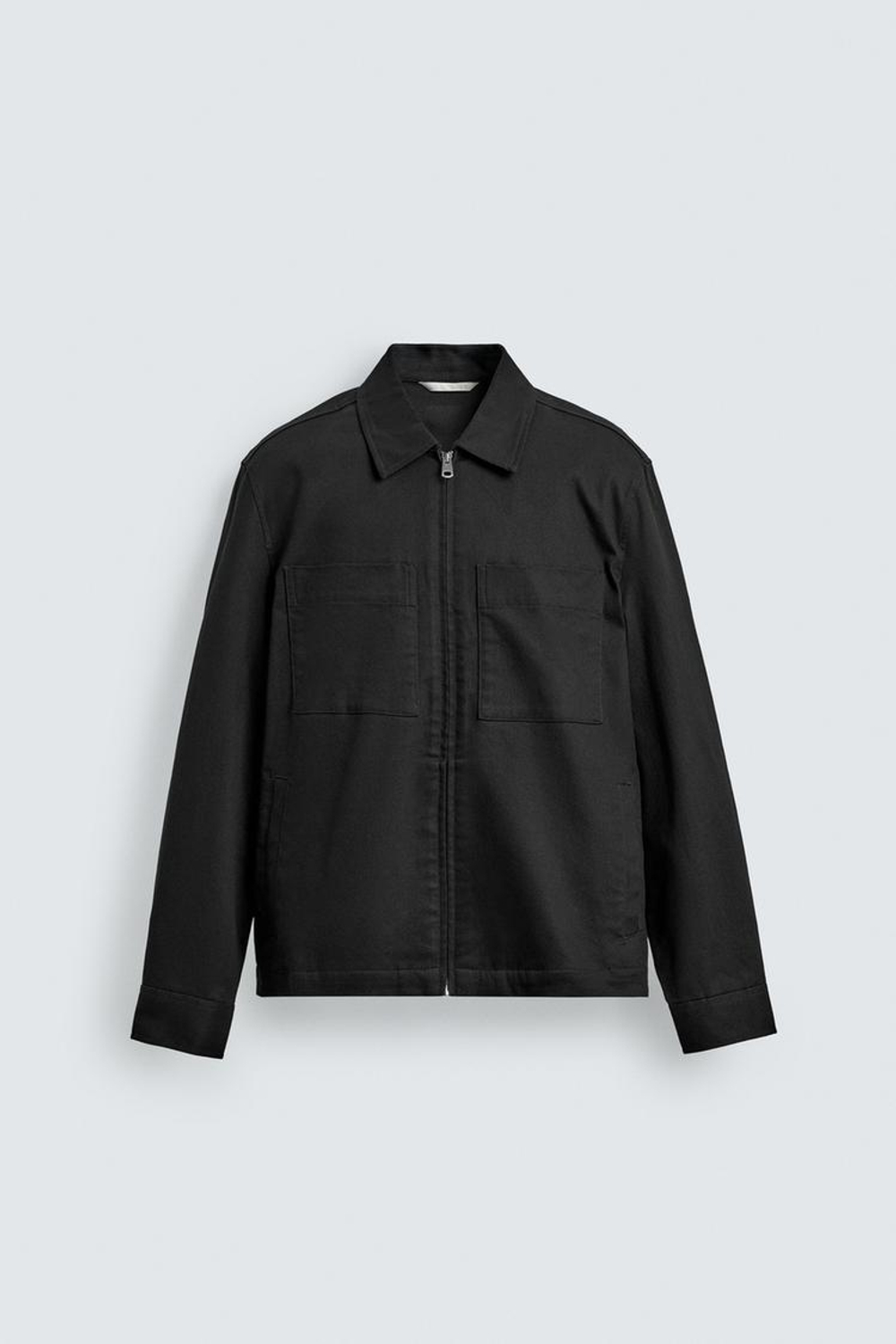 ZARA КУРТКА-РУБАШКА REGULAR FIT С КАРМАНАМИ, ЧЕРНЫЙ