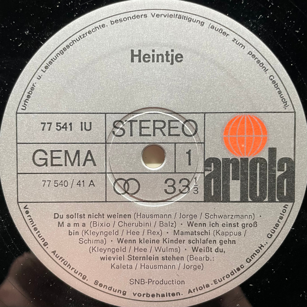 Heintje ‎– Ich Sing' Ein Lied Für Dich (Германия 1969г.)