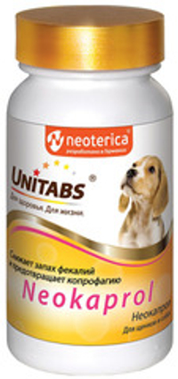 Unitabs (Neoterica) Neokaprol витаминно-минеральный комплекс для собак и щенков, для отучения от поедания и снижения запаха фекалий, 100 таб.