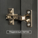 Шкаф-витрина Лена 132×39×192, буфет для кухни, массив сосны, серый воск с натуральной сосной