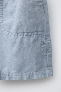ZARA БЕРМУДЫ ИЗ ХЛОПКА И ЛЬНА, СИНИЙ
