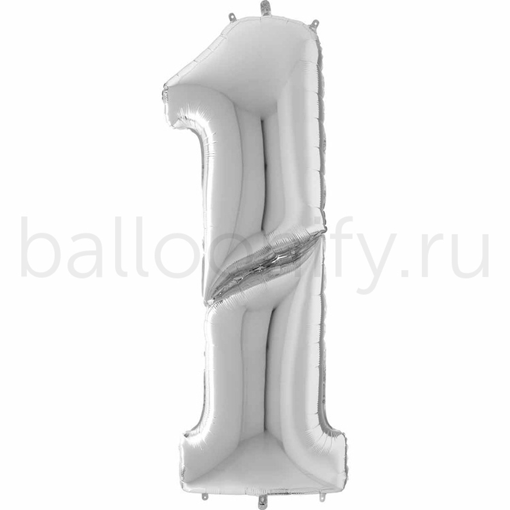 Шар ЦИФРА 1 Silver 64" 163 см