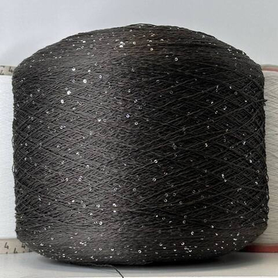 LINETTE PAILLETES - 80% лен, 20% п/а, микропайетки 2мм, ; 450м\100гр; цвет: коричневый «кофе», пайетки серебро MP