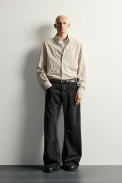 ZARA ДЖИНСЫ BARREL FLARE FIT, ЧЕРНЫЙ
