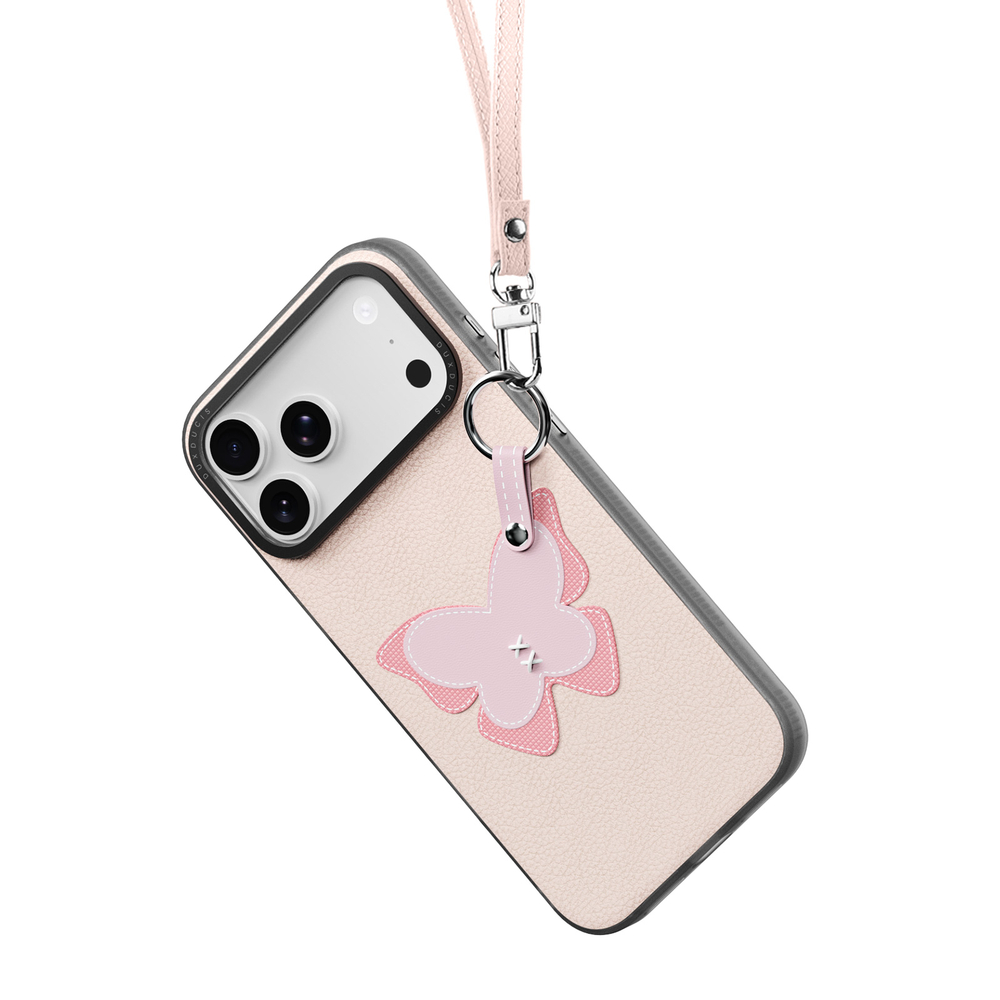 Чехол светло-розового цвета (Butterfly Edition) для iPhone 17 Pro Max, серия Luvy Series (со съемным ремешком) от Dux Ducis