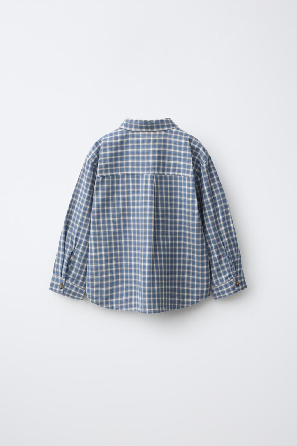 ZARA РУБАШКА В КЛЕТКУ С КАРМАНОМ, ВЫЦВЕТШИЙ СИНИЙ