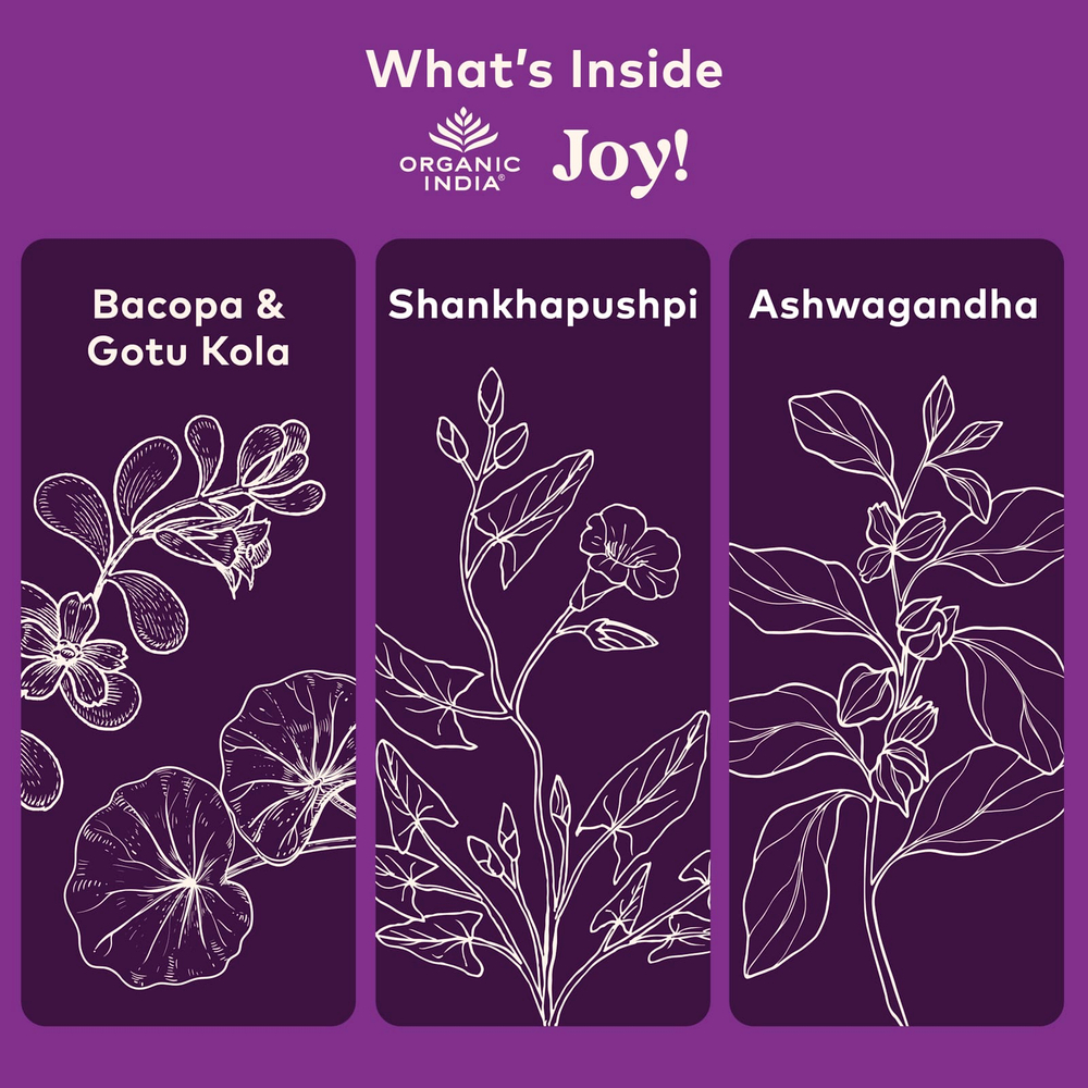 Organic India, Joy!® Elevates Mood, 90 вегетарианских капсул