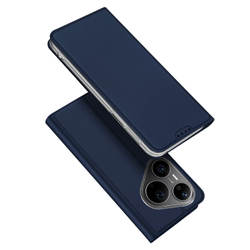 Чехол книжка из кожи синего цвета для Huawei Pura 90 Pro и Pura 90s Pro, серия Skin Pro Series от Dux Ducis