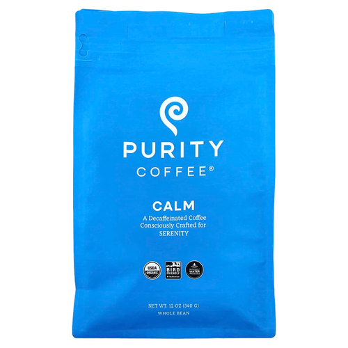 Purity Coffee, Calm, цельные бобы, без кофеина, 340 г (12 унций)
