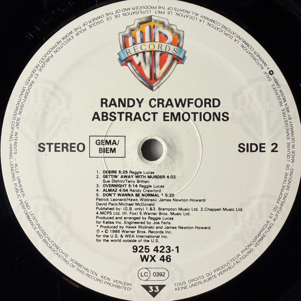 Randy Crawford ‎– Abstract Emotions (Германия 1986г.) Т