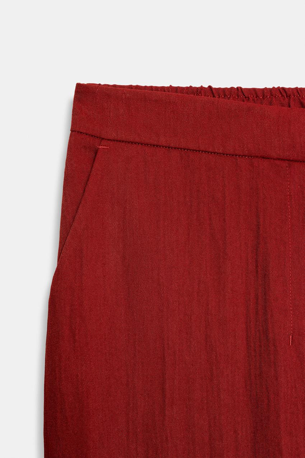 ZARA ШИРОКИЕ СТРУЯЩИЕСЯ БРЮКИ, КРАСНОВАТЫЙ