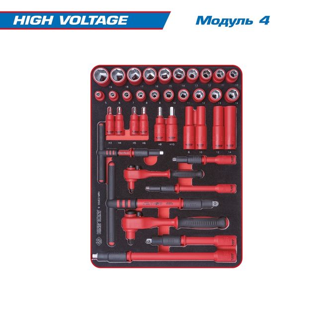 KING TONY (9G38-117MRVER) Набор инструментов "HIGH VOLTAGE" в красной тележке, 117 предметов
