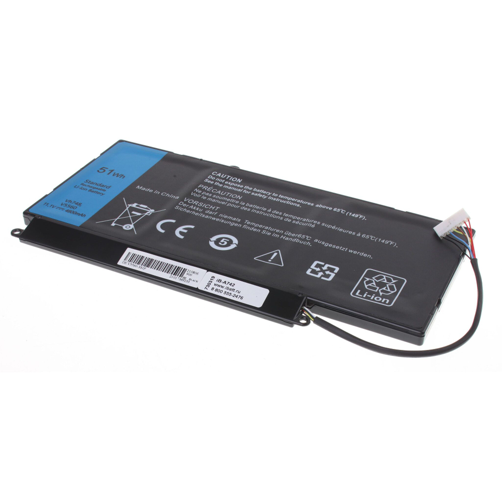 Аккумулятор iBatt 4600mAh для ноутбука Dell Vostro 5460, 5470, 5560, 5570 (VH748)