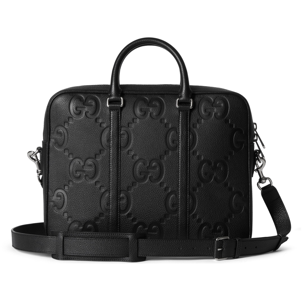 GUCCI Leather One Shoulder Crossbody Handheld Briefcase Large Men"s Black