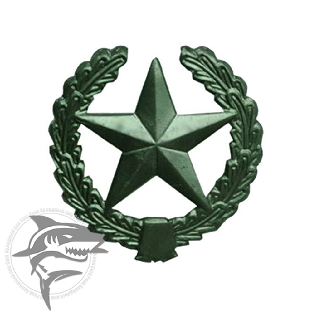 Знак-эмблема на ПЕТЛИЦУ “ОБЩЕВОЙСКОВОЙ” (звездочка в венке), полевой. зеленый. усики ОРИГИНАЛ  СССР
