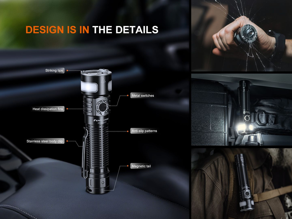 Фонарь Fenix LD35R на все случаи жизни, 337 метров, рассеянный на 360 град и сфокусированный свет, к