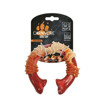 M-PETS Игрушка для собак Карнивор круглая кость, вкус бекона, цвет красный, 14x13.7x4.1 см