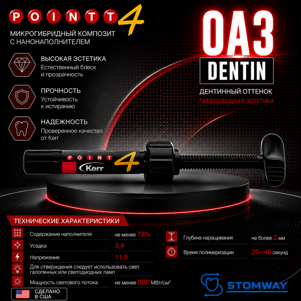 Point 4 Dentin OA3, шприц (4гр), микрогибридный композит