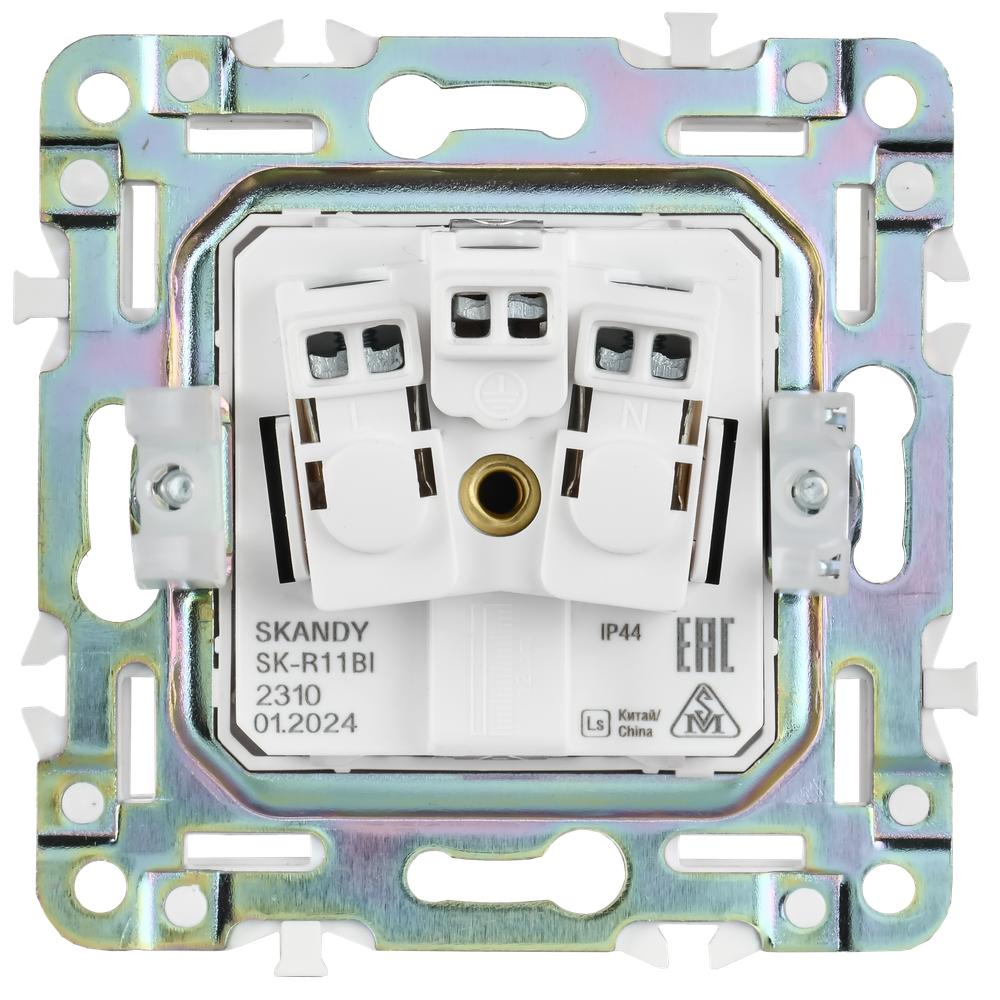 SKANDY Розетка 1-местная с заземлением с защитными шторками и крышкой 16А IP44 SK-R11G графит IEK