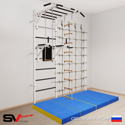 Шведская стенка Sv Sport усиленная 64940 (Турник рукоход/Брусья/Лестница/Трапеция/Мат 2м/Канатный лаз)