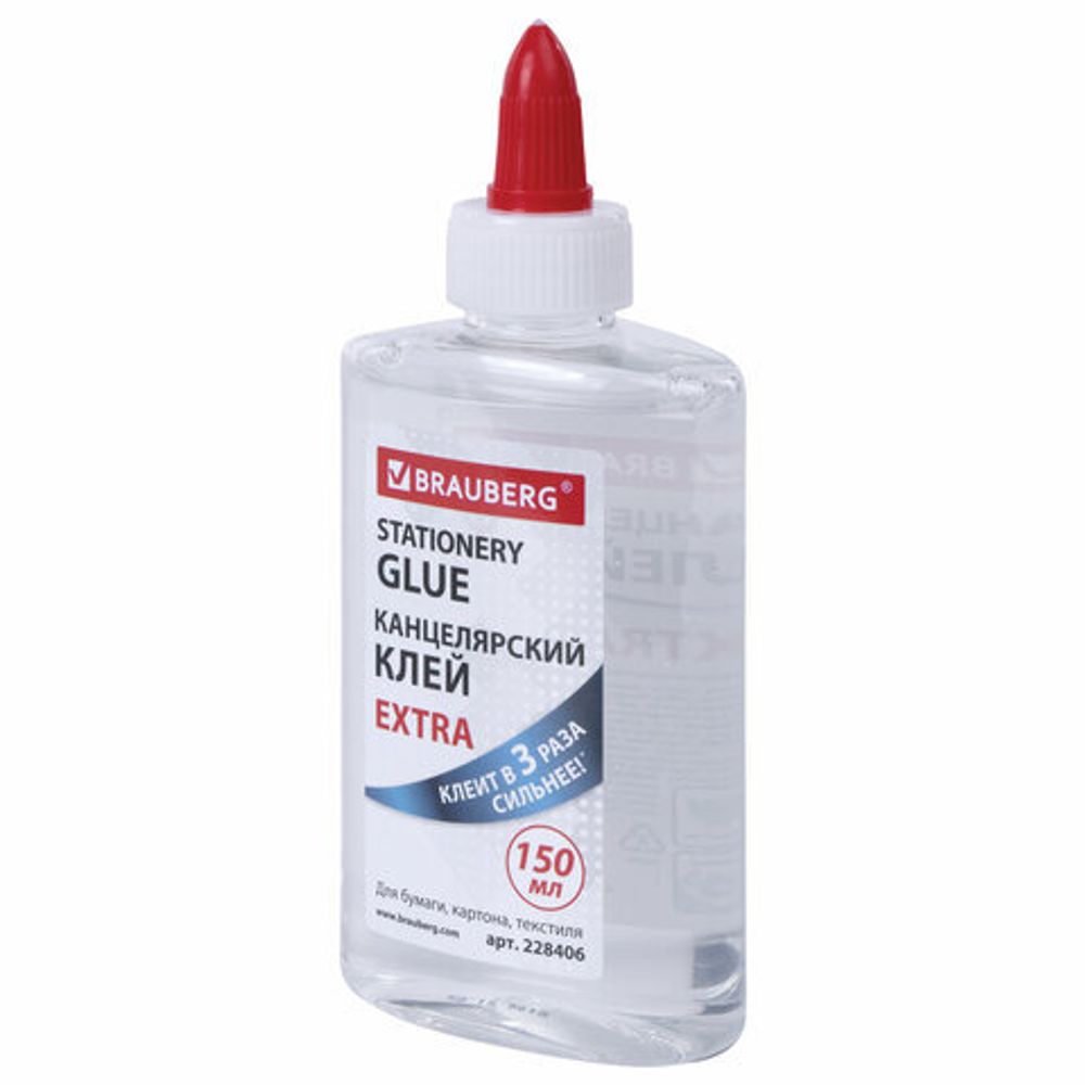Клей канцелярский EXTRA BRAUBERG, 150 мл, с дозатором, 228406