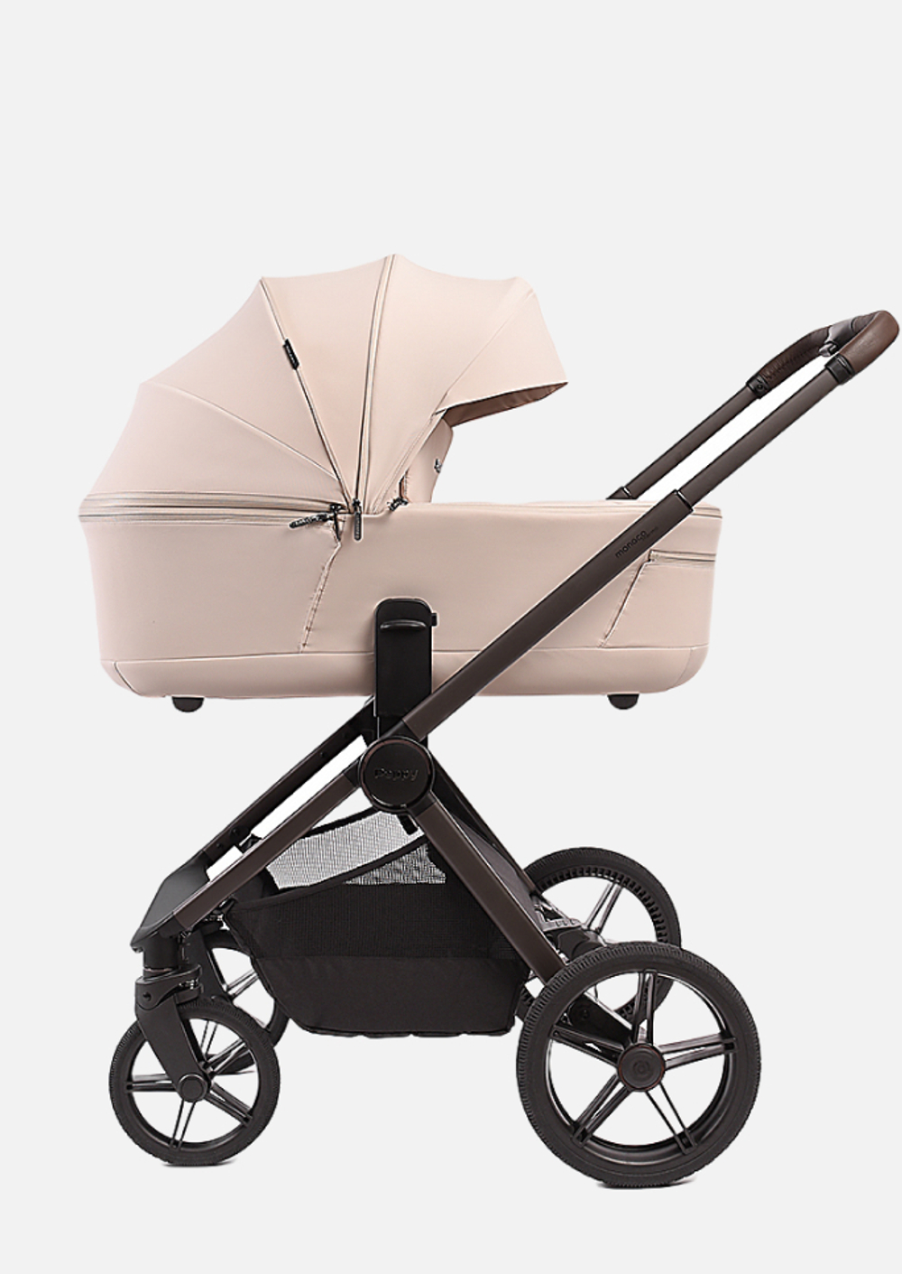Peppy Коляска детская Monaco thermo 2 в 1 Beige (бежевый), рама серо-коричневая