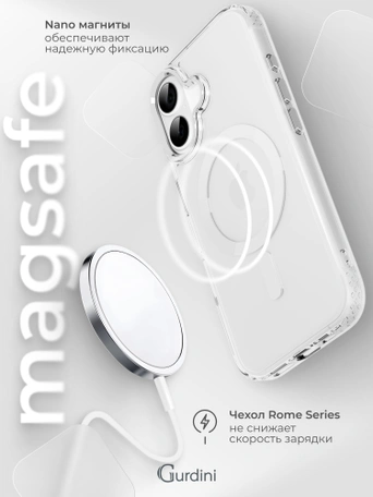 Чехол накладка iPhone 16 6.1" Gurdini Rome Series with Magsafe Clear
