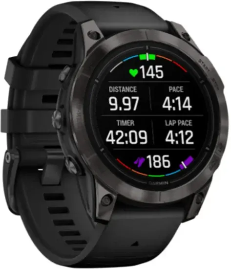 Смарт-часы GARMIN Epix PRO Sapphire Edition 47 мм, титановый, угольно-серый DLC, черный ремешок