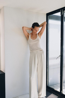 ZARA БРЮКИ СВОБОДНОГО КРОЯ — ZW COLLECTION, ЦВЕТ ЛЬДА