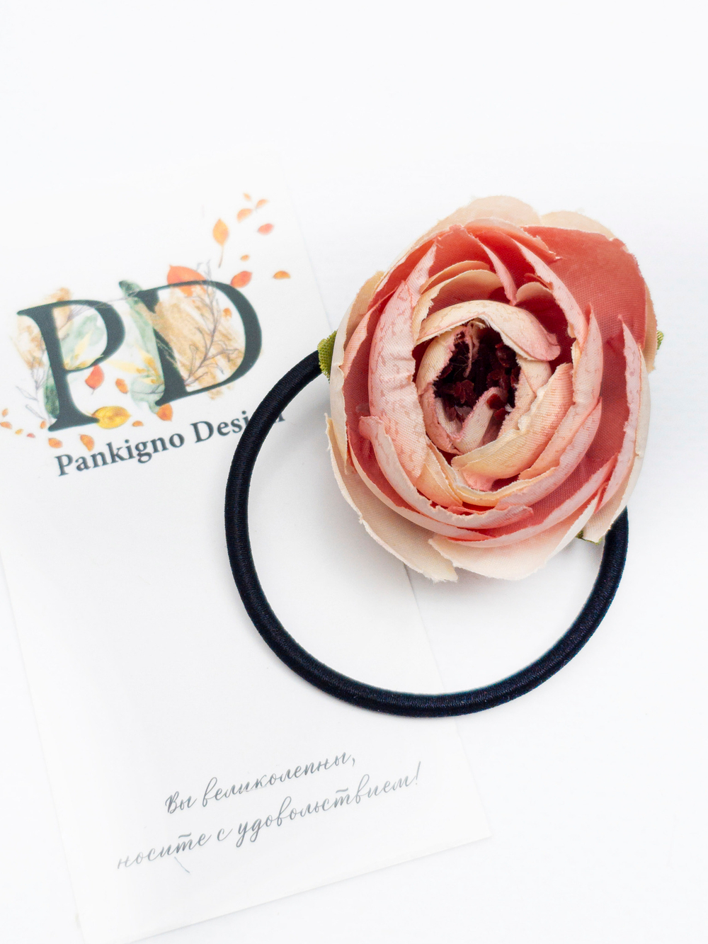 Резинка для волос Pankigno Design с бутоном пиона