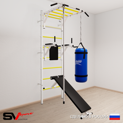 Шведская стенка Sv Sport 5501 (Турник рукоход/Брусья/Скамья/Канат/Цепь/Мешок 15кг)