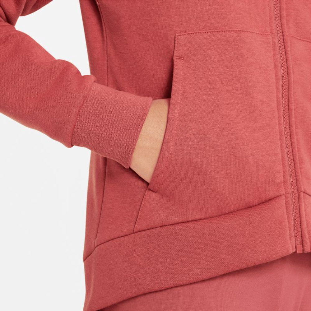 Кофта для девочки теннисная  Nike Sportswear Club Fleece Full Zip Hoodie - canyon rust/white