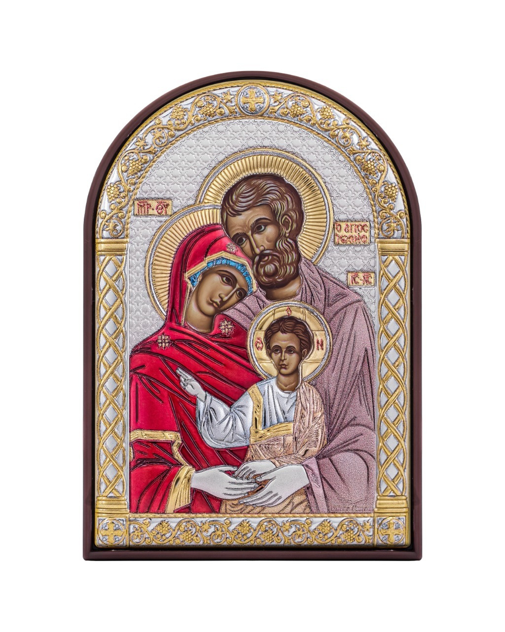 Св. Семейство, икона арочная, пластик коричневый, эмаль 62x88