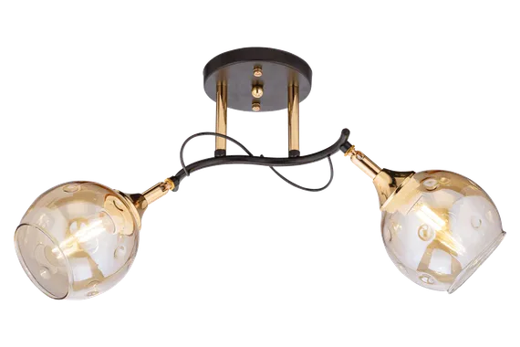 Люстра потолочная Rilon 4612/2 CF+FG, 2×40 Вт, золотая и чёрная