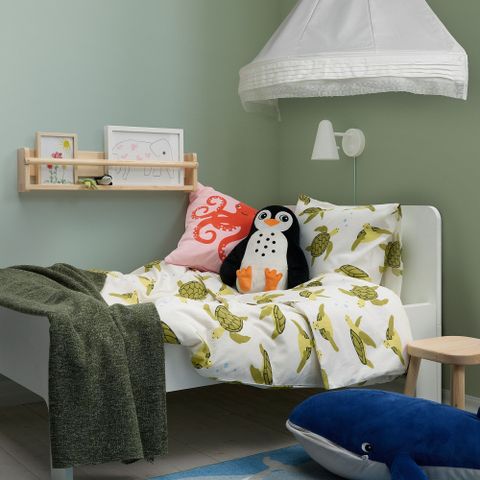 Комплект постельного белья IKEA BLAVINGAD (БЛОВИНГАД), Детский, Белый с рисунком, 150х200, 50х80 см