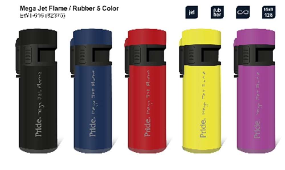 Зажигалка "Pride" ЕWТ-616 Mega Jet Flame / Rubber 5 Color  20шт * 20бл (82375)