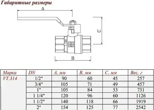 Кран шаровый ¾"в x ¾"в Valtec Perfect VT.314.N.05