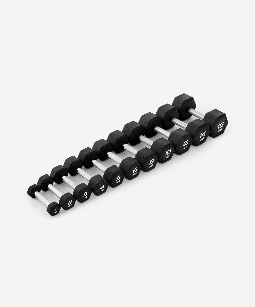 Гантель гексагональная STARFIT DB-301PRO 16 кг, обрезиненная, черный