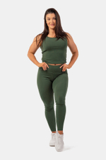 Леггинсы ORGANIC COTTON RIBBED HIGH-WAIST LEGGINGS 405 Зеленые