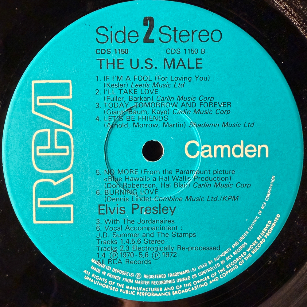 Elvis ‎– The U.S. Male (Англия 1975г.)