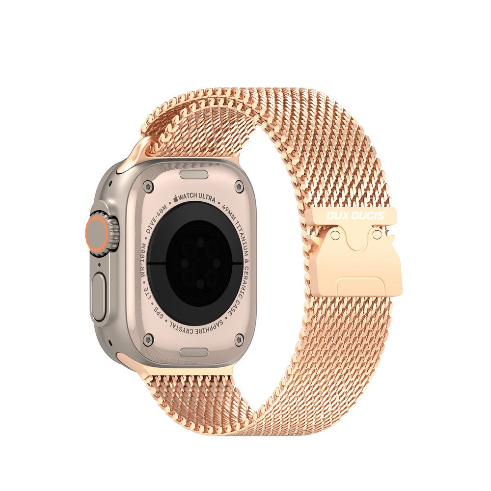 Ремешок из нержавеющей стали золотистого цвета для смарт часов Apple Watch 38, 40, 41 и 42мм, серия Milanese Air Series (миланская петля) от Dux Ducis