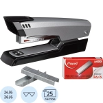 Степлер Maped Universal Metal до 25 листов серебристый/черный (скобы № 24/6, 26/6, скобы в комплекте 400 штук)