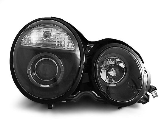 Передние фары angel eyes black для Mercedes E W210