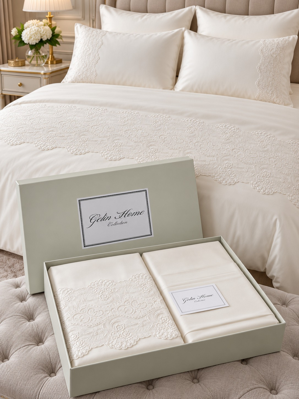 Gelin Home КПБ 6 пр. GULRU кремовый цвет пододеяльник 200*220, простынь 240*260, наволочки 50*70 2шт, декоративные наволочки 50*70 2шт GLNN128 (2) — фото 7