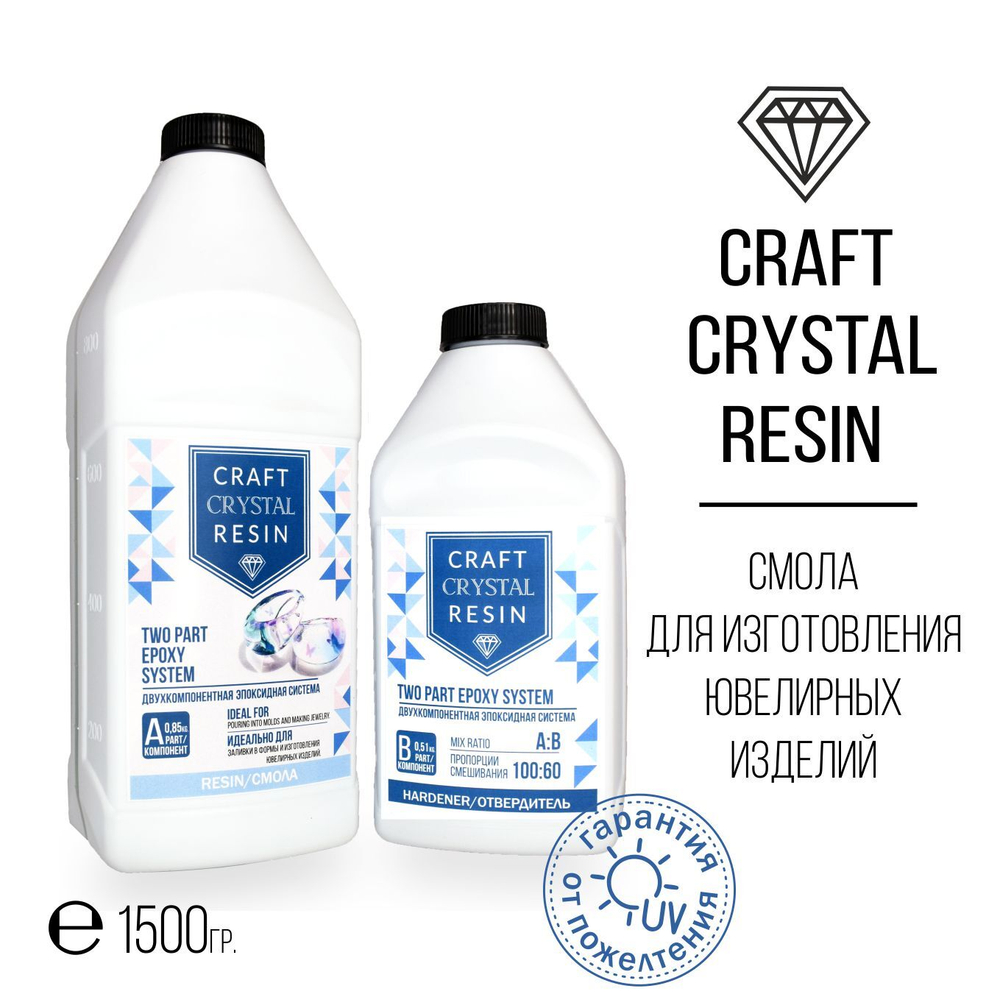 Ювелирная эпоксидная прозрачная смола Craft Crystal Resin 1,5 кг