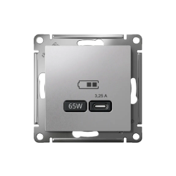 ATLASDESIGN USB РОЗЕТКА тип-С 65Вт высокоскор.заряд. QC, PD, механизм, АЛЮМИНИЙ